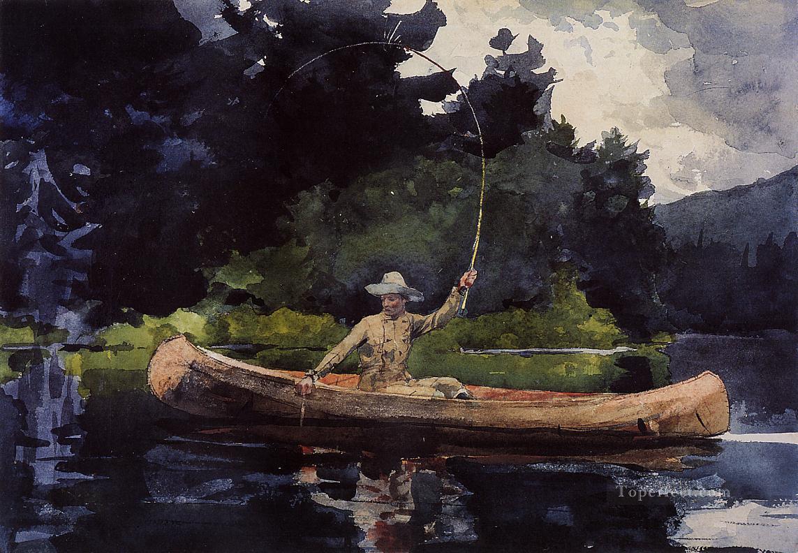 Playing Him aka The North Woods Realism marine painter Winslow Homer Oil Paintings